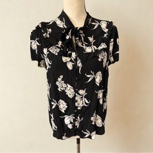 Maeve Black and Cream Floral Blouse